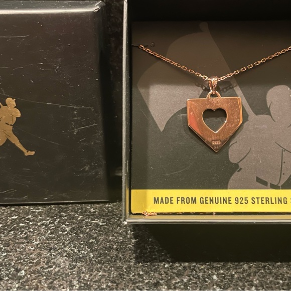 NWT Rare Baseballism Rose Home Plate Heart Pendant Necklace(925 Sterling Silver) - Picture 5 of 7